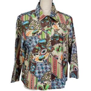 Candy Couture Multicolor Embellished Bohemian Long Sleeve Jacket Large